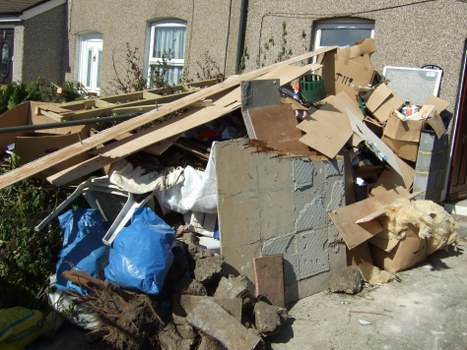 Truck loaded with cleared furniture ready for transport