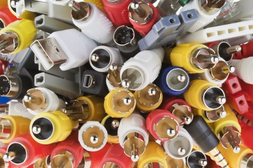 Clear-out workers carrying office furniture from a Victorian terrace office